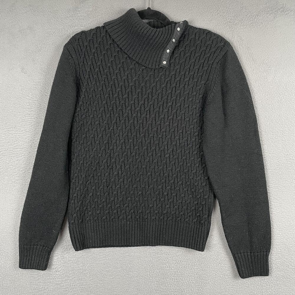 Naramaglie Sweater Womens Medium Gray Wool Cable Knit Button Turtleneck Italy